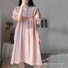 Korean Style Cotton Sleepwear Dresses Pajama Robe Fille